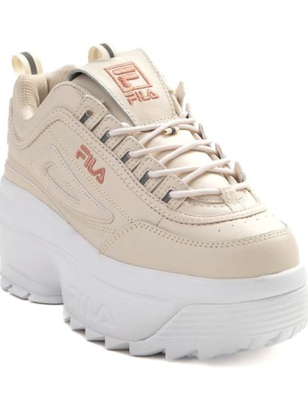 FILA Women's Neutral Beige Platform Sneaker with White Sole